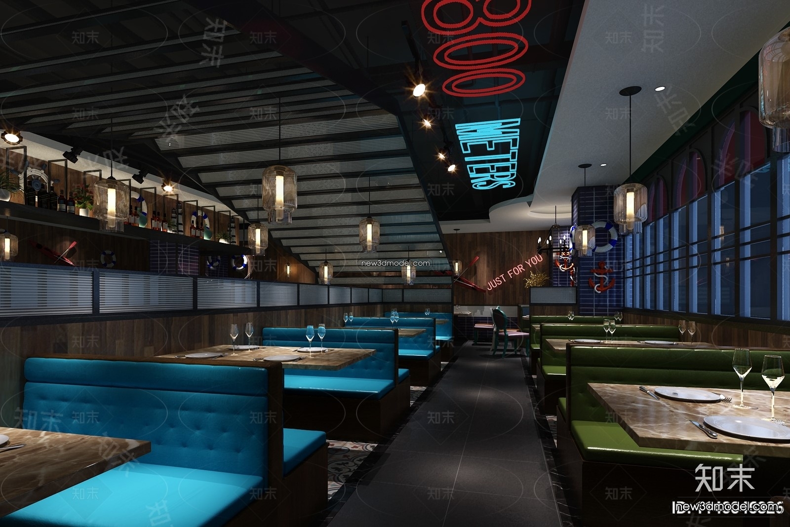 Seafood Restaurant 3D Scene – 3D Blocks – 057 – VRAY - thumbnail 3
