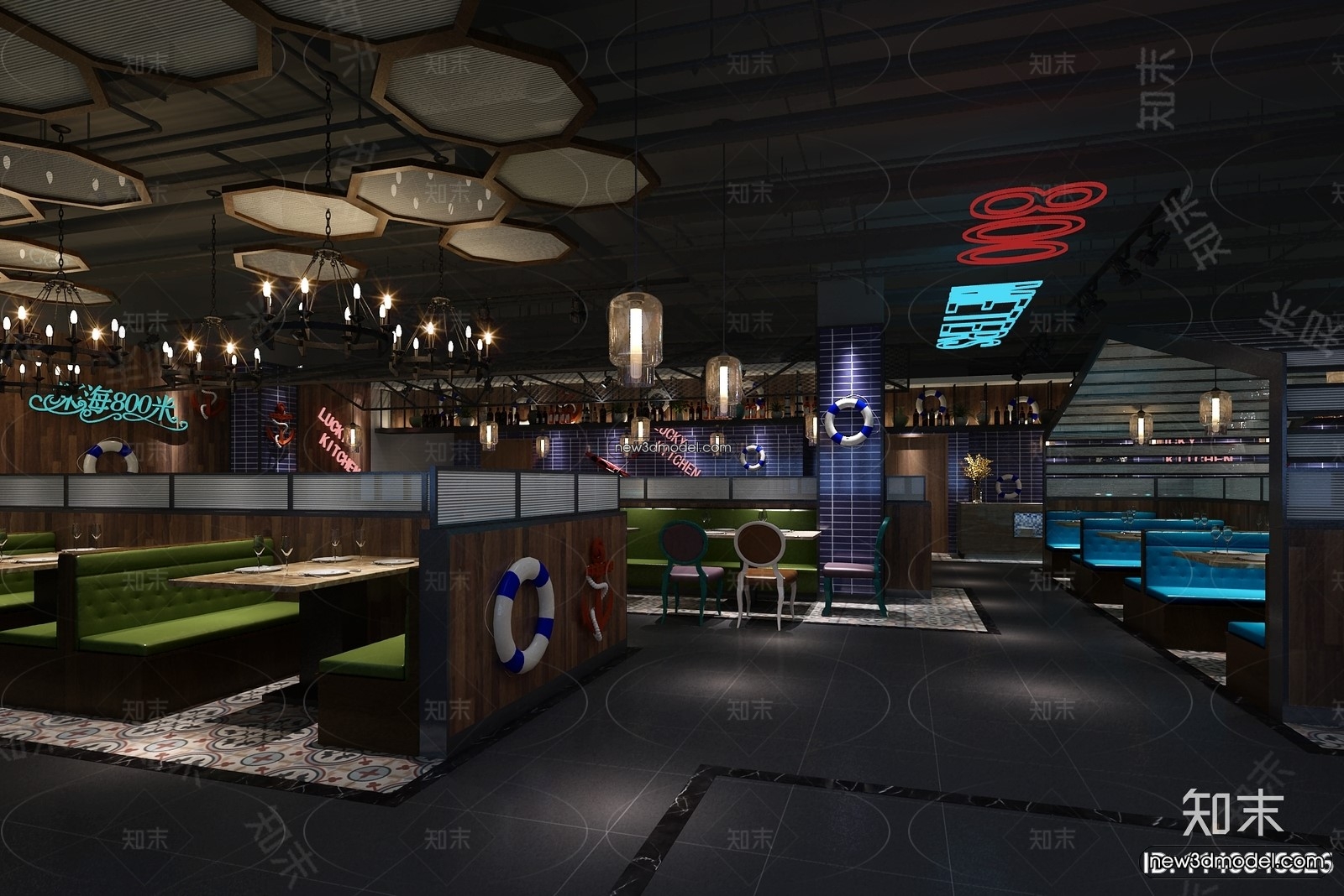 Seafood Restaurant 3D Scene – 3D Blocks – 057 – VRAY - thumbnail 2
