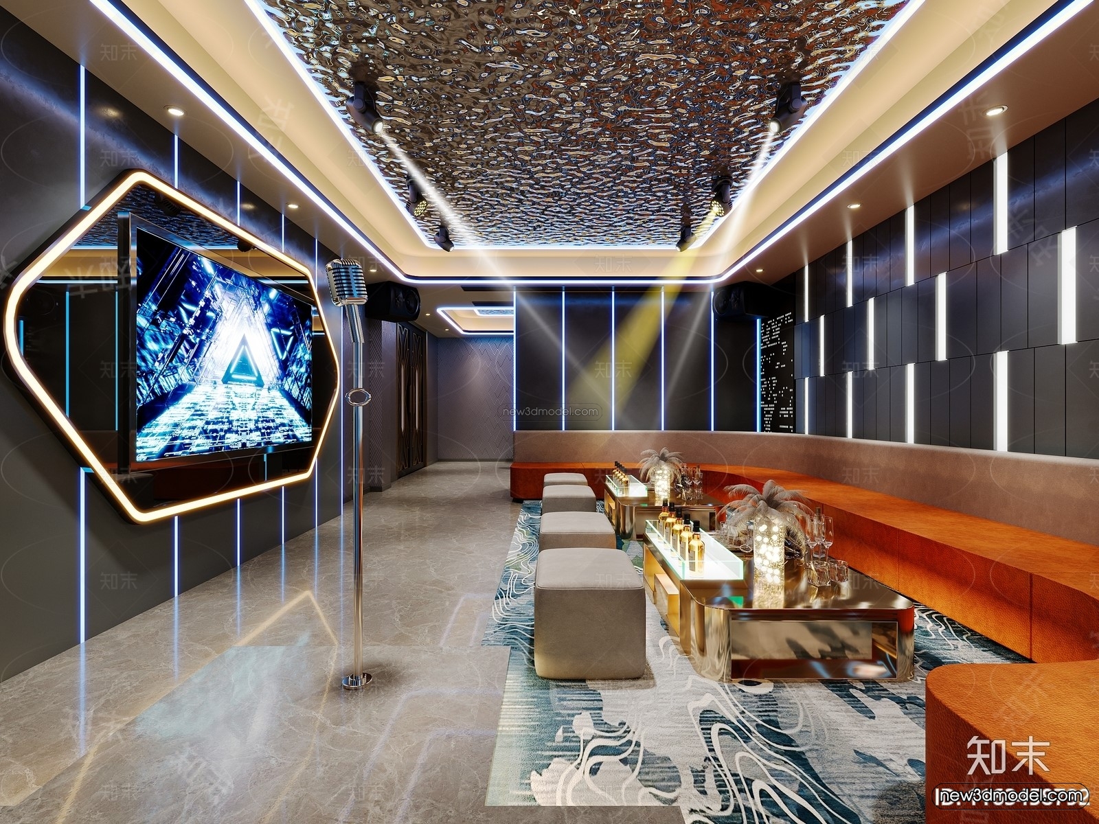 Modern Style Interior 3D Blocks and 3D Models – KTV 3D Scene – 735 – CORONA - thumbnail 2