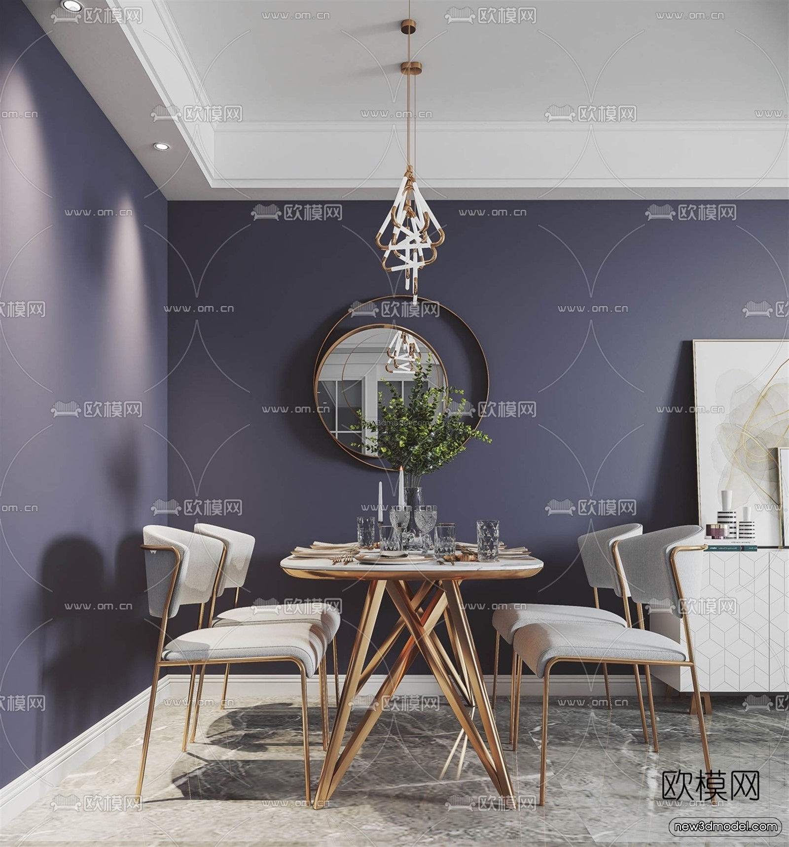 Morandi Style Interior 3D Blocks – Living Room 3D Scene – 109 – VRAY - thumbnail 5