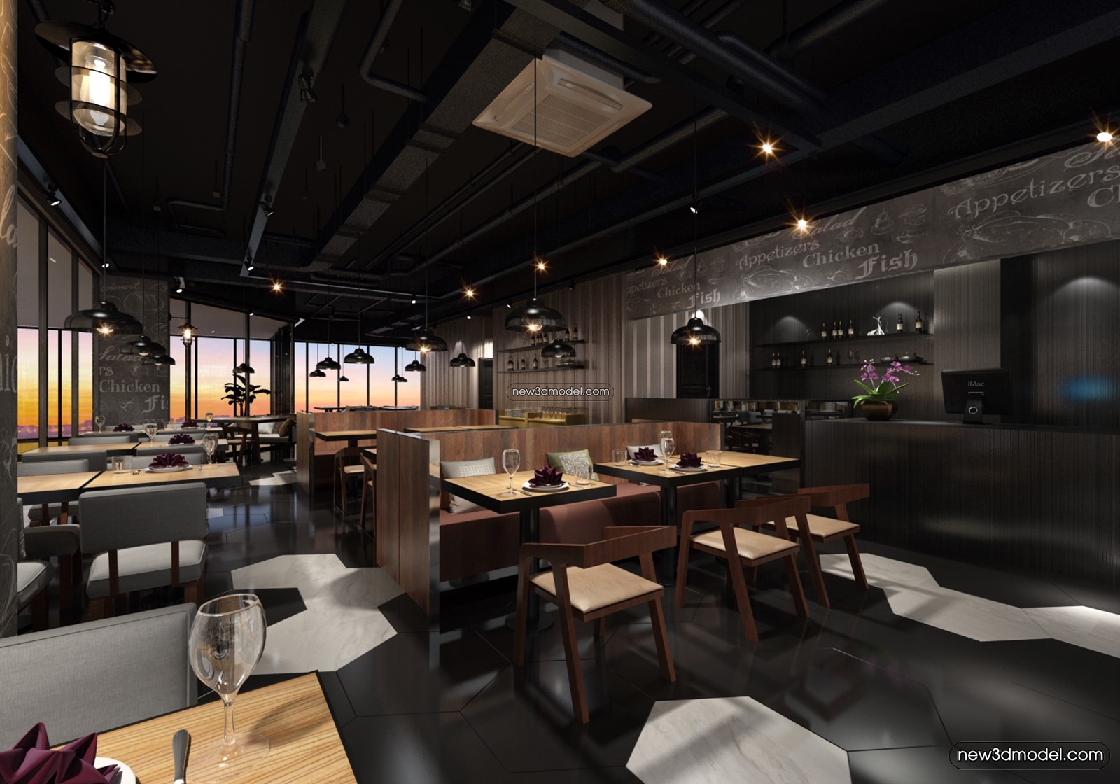 Buffet Restaurant of Hotels 3D Scenes – 3D Blocks – 107 – VRAY - thumbnail 2