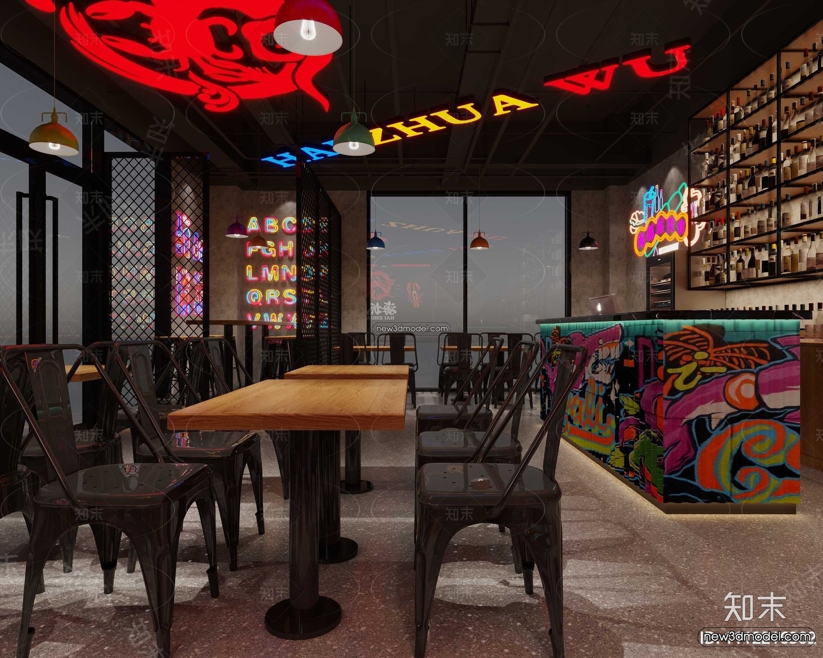 Seafood Restaurant 3D Scene – 3D Blocks – 063 – CORONA - thumbnail 2