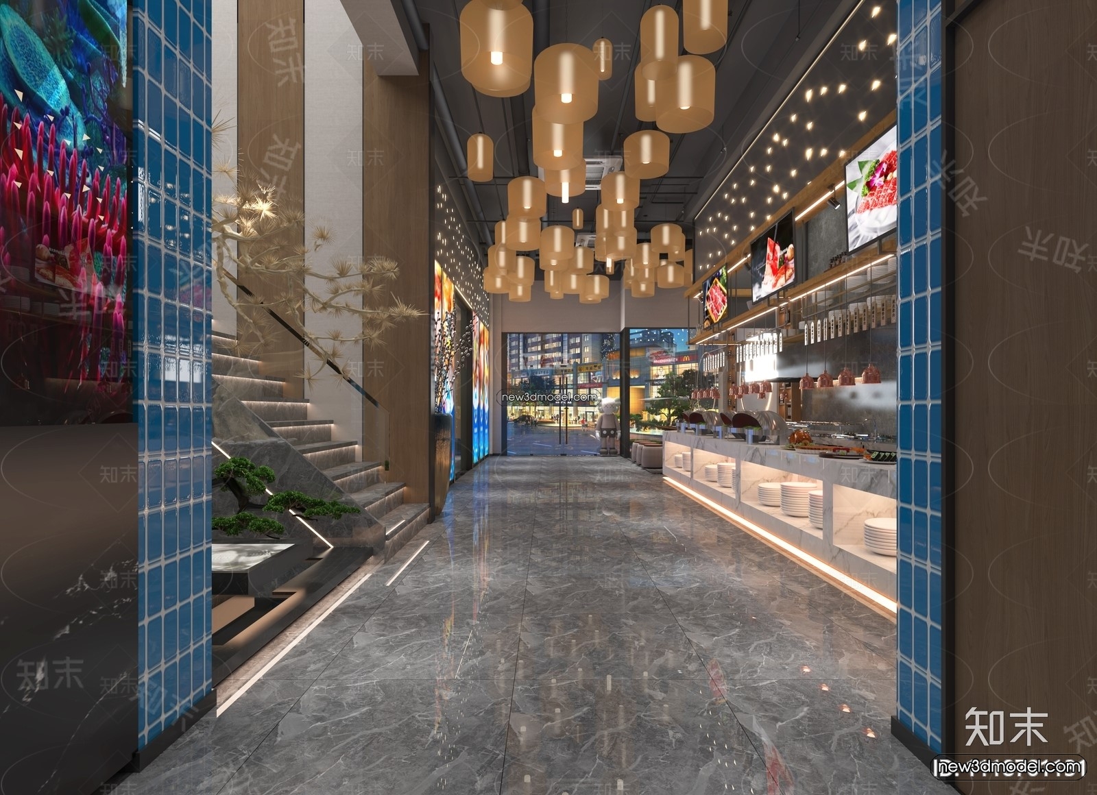 Seafood Restaurant 3D Scene – 3D Blocks – 064 – VRAY - thumbnail 2