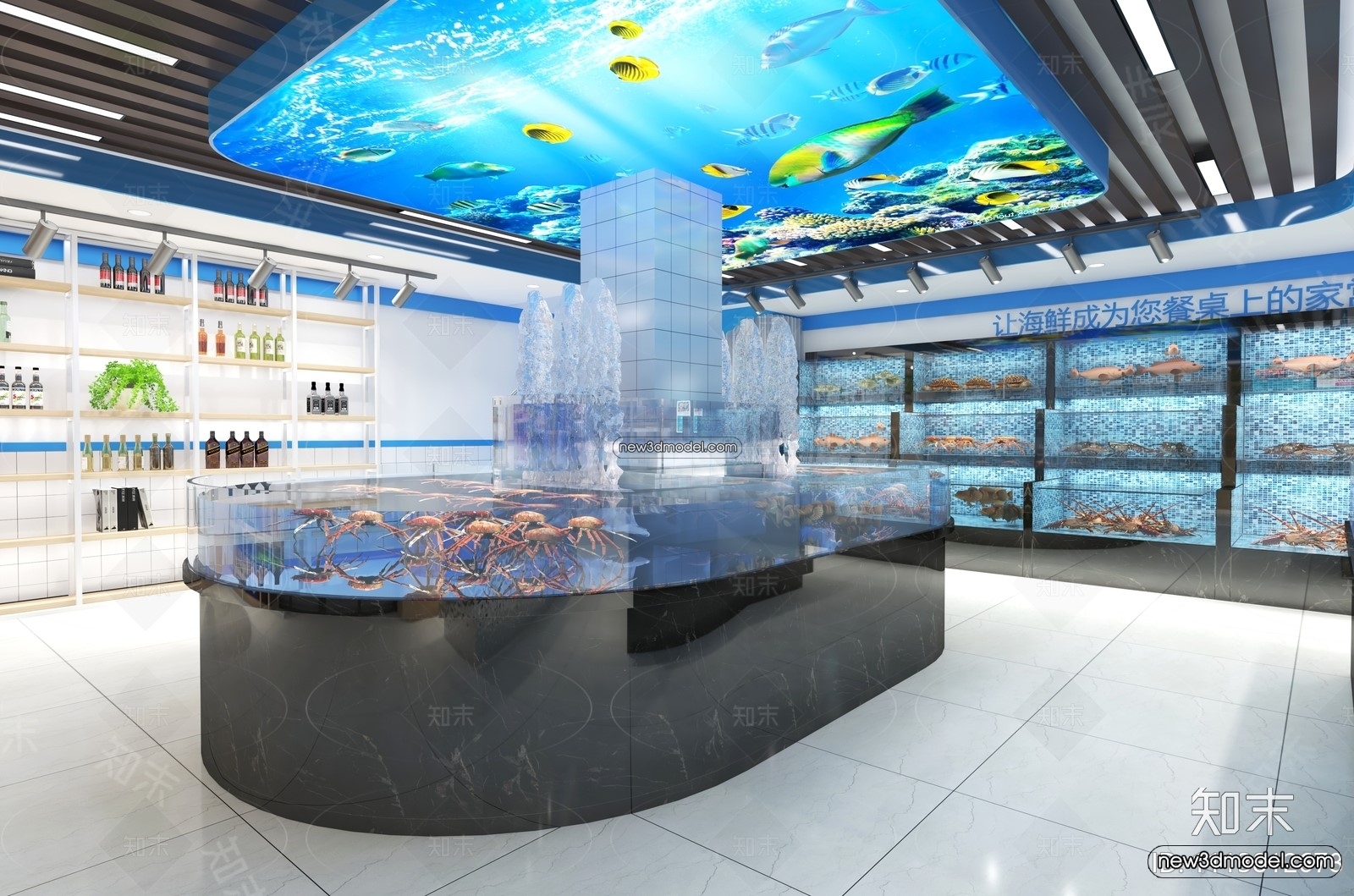 Seafood Restaurant 3D Scene – 3D Blocks – 065 – VRAY - thumbnail 4