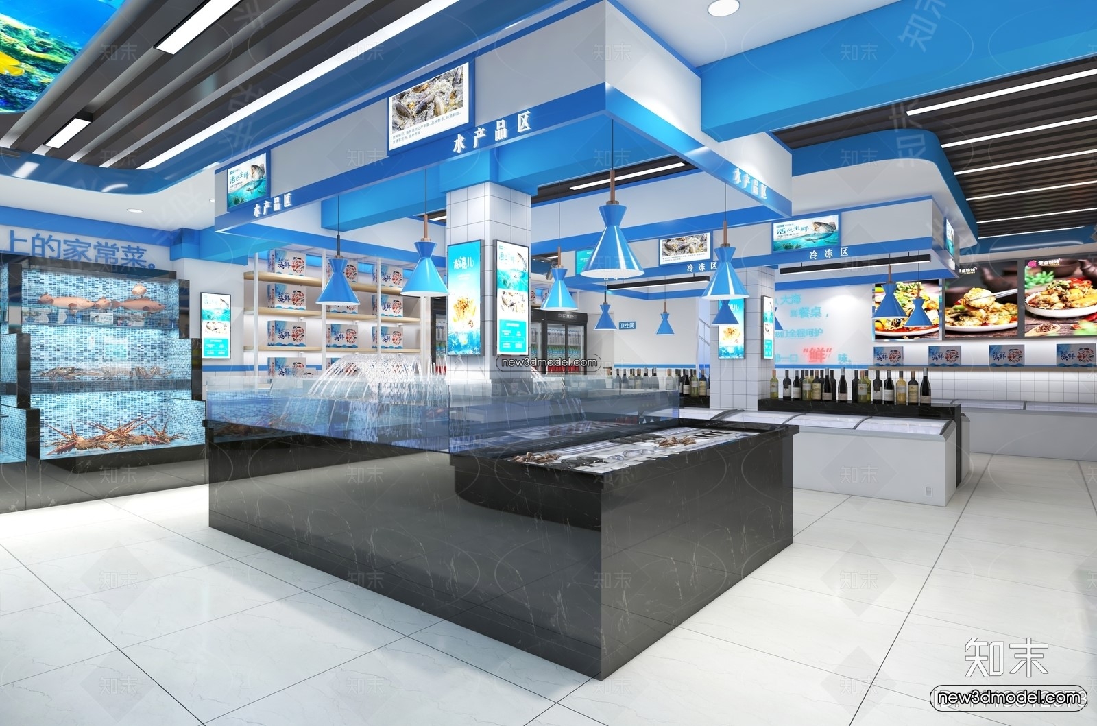 Seafood Restaurant 3D Scene – 3D Blocks – 065 – VRAY - thumbnail 3