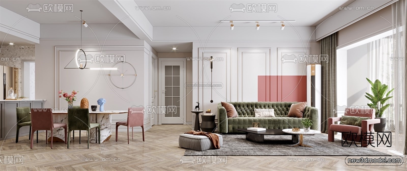 Modern Style Interior 3D Blocks – Living Room 3D Model – 019 – VRAY - thumbnail 2