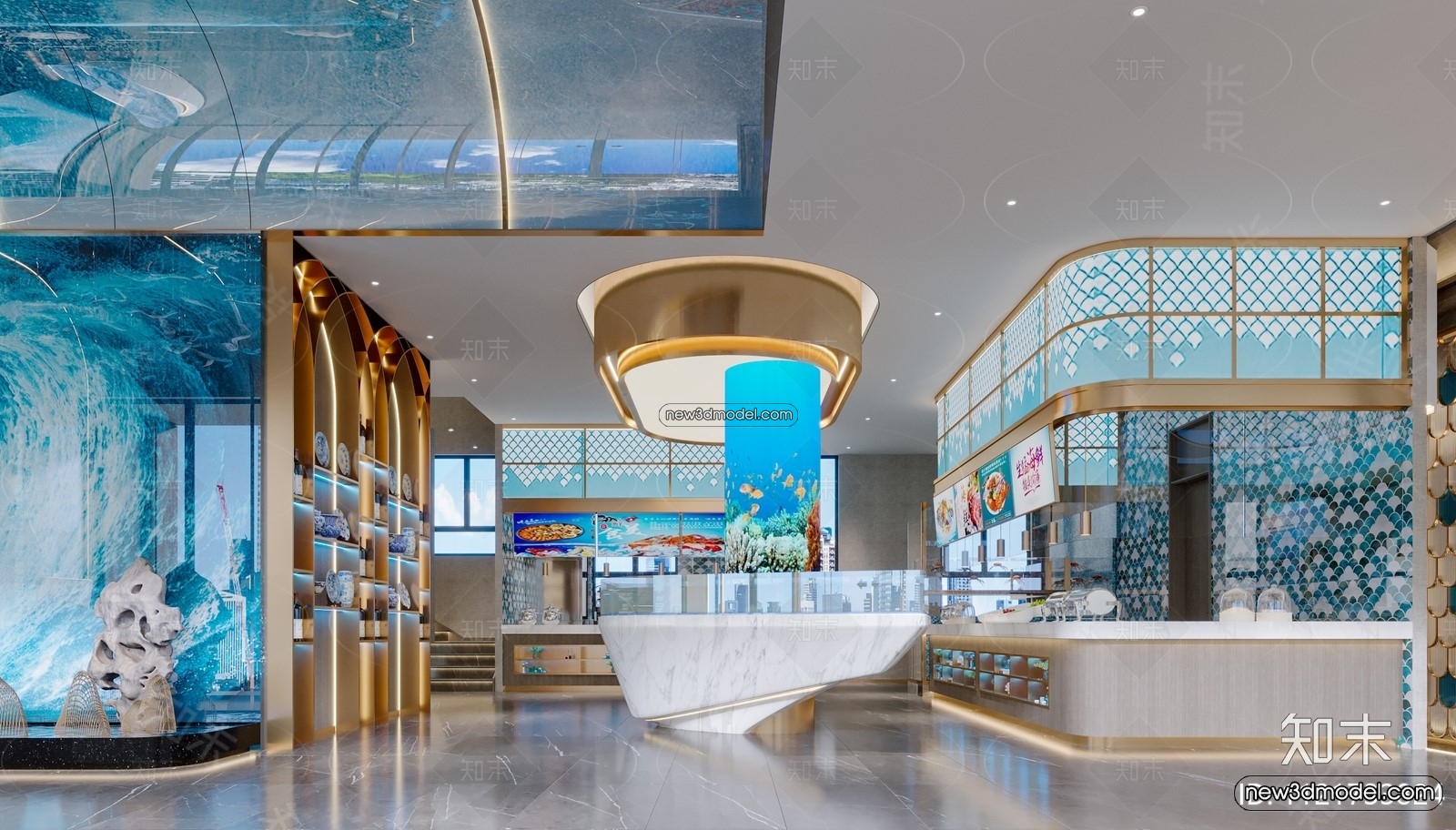 Seafood Restaurant 3D Scene – 3D Blocks – 067 – CORONA - thumbnail 2