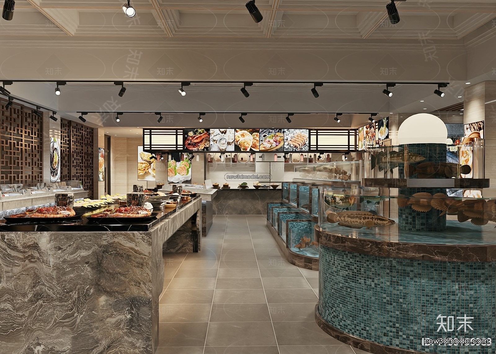 Seafood Restaurant 3D Scene – 3D Blocks – 068 – VRAY - thumbnail 2
