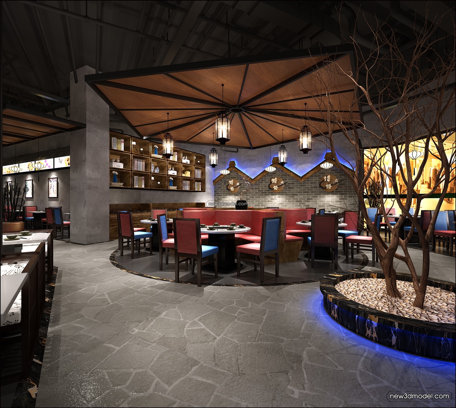 Buffet Restaurant of Hotels 3D Scenes – 3D Blocks – 114 – VRAY - thumbnail 2