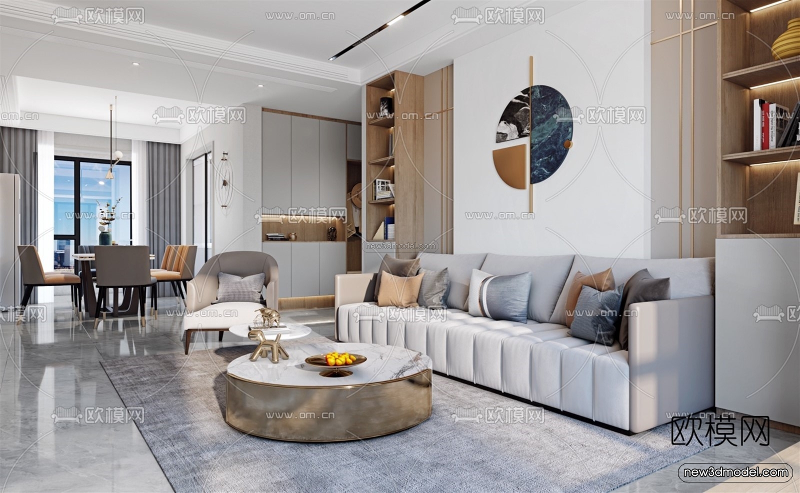 Modern Style Interior 3D Blocks – Living Room 3D Model – 021 – VRAY - thumbnail 4