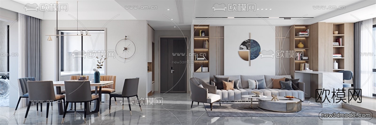 Modern Style Interior 3D Blocks – Living Room 3D Model – 021 – VRAY - thumbnail 3