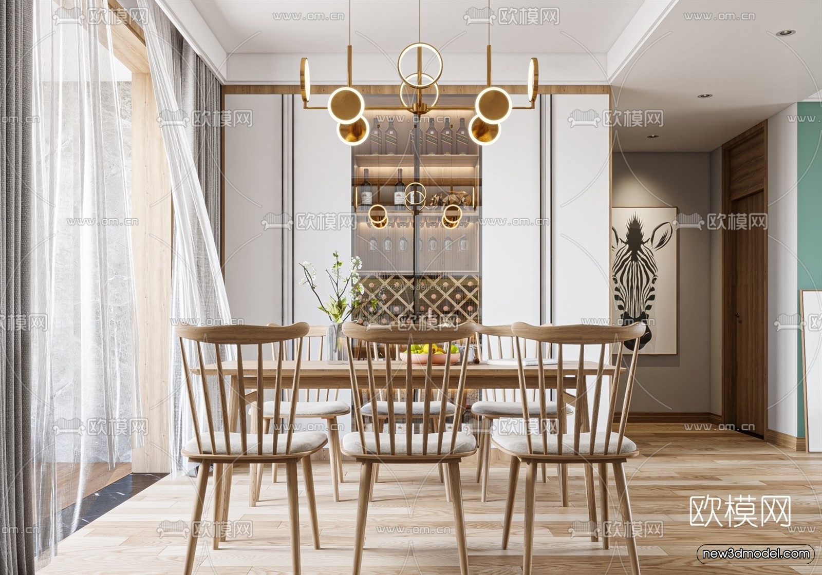 Morandi Style Interior 3D Blocks – Living Room 3D Scene – 112 – VRAY - thumbnail 2