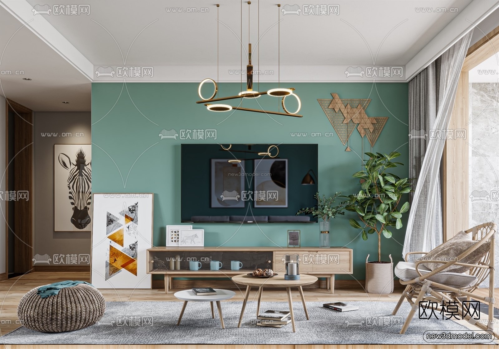 Morandi Style Interior 3D Blocks – Living Room 3D Scene – 112 – VRAY - thumbnail 5