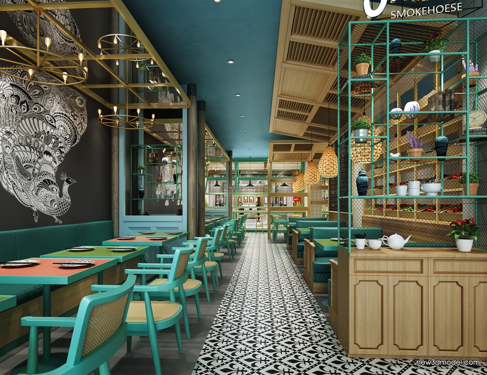 Buffet Restaurant of Hotels 3D Scenes – 3D Blocks – 126 – VRAY - thumbnail 2