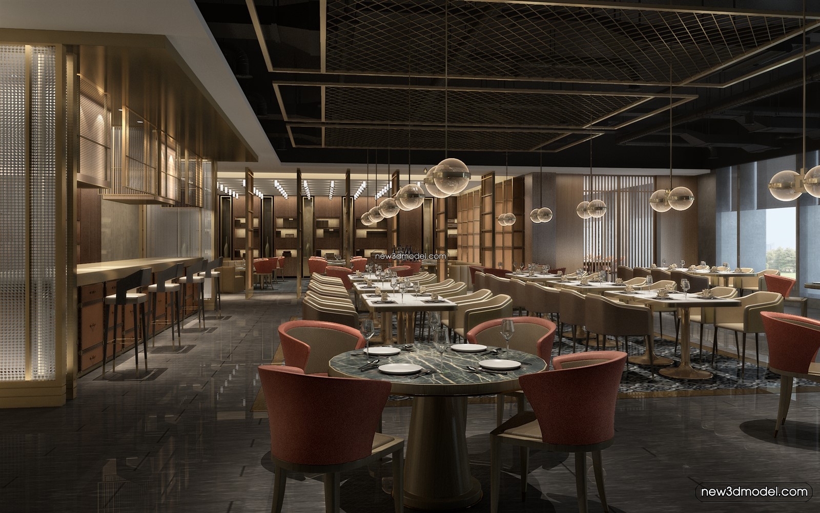 Buffet Restaurant of Hotels 3D Scenes – 3D Blocks – 125 – VRAY - thumbnail 2