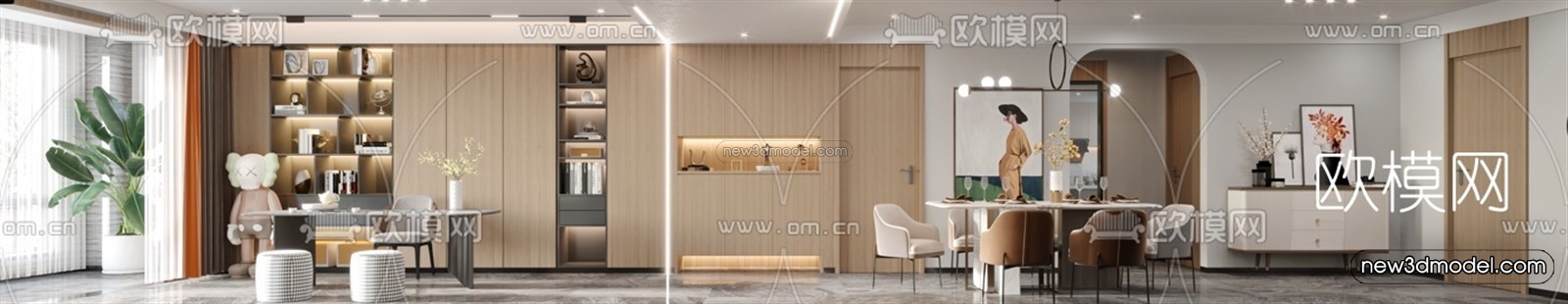 Modern Style Interior 3D Blocks – Living Room 3D Model – 025 – VRAY - thumbnail 2