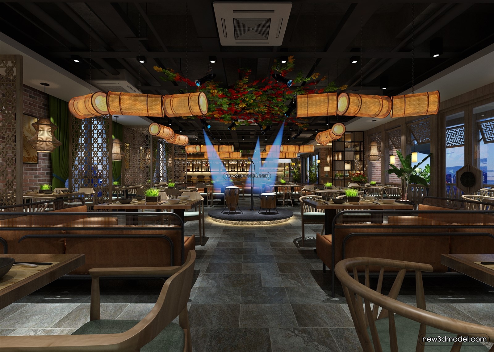 Buffet Restaurant of Hotels 3D Scenes – 3D Blocks – 003 – VRAY - thumbnail 2