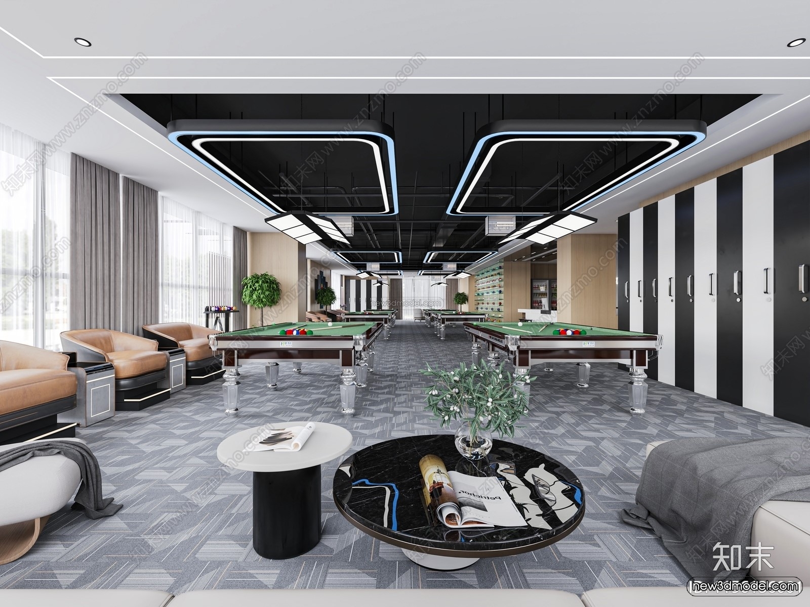 Modern Style Interior 3D Blocks and 3D Models – Billard 3D Scene – 792 – CORONA - thumbnail 2