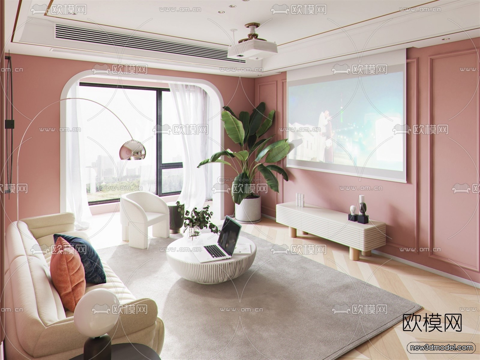 Morandi Style Interior 3D Blocks – Living Room 3D Scene – 115 – VRAY - thumbnail 5