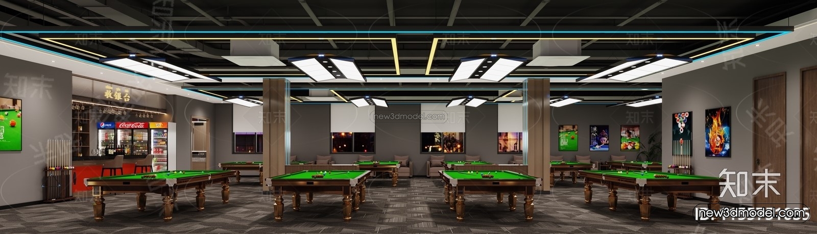 Modern Style Interior 3D Blocks and 3D Models – Billard 3D Scene – 794 – CORONA - thumbnail 2