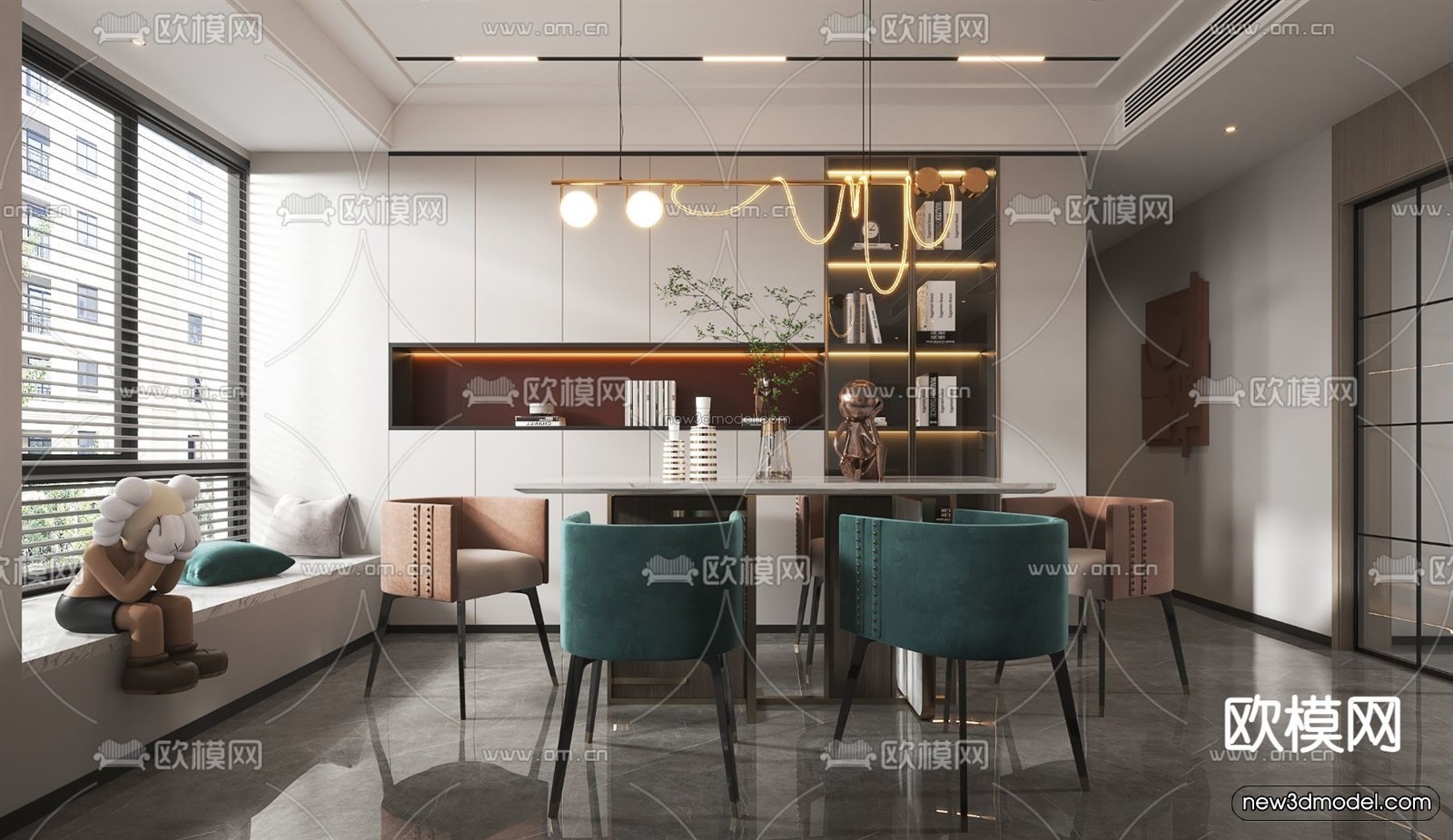 Modern Style Interior 3D Blocks – Living Room 3D Model – 029 – VRAY - thumbnail 4