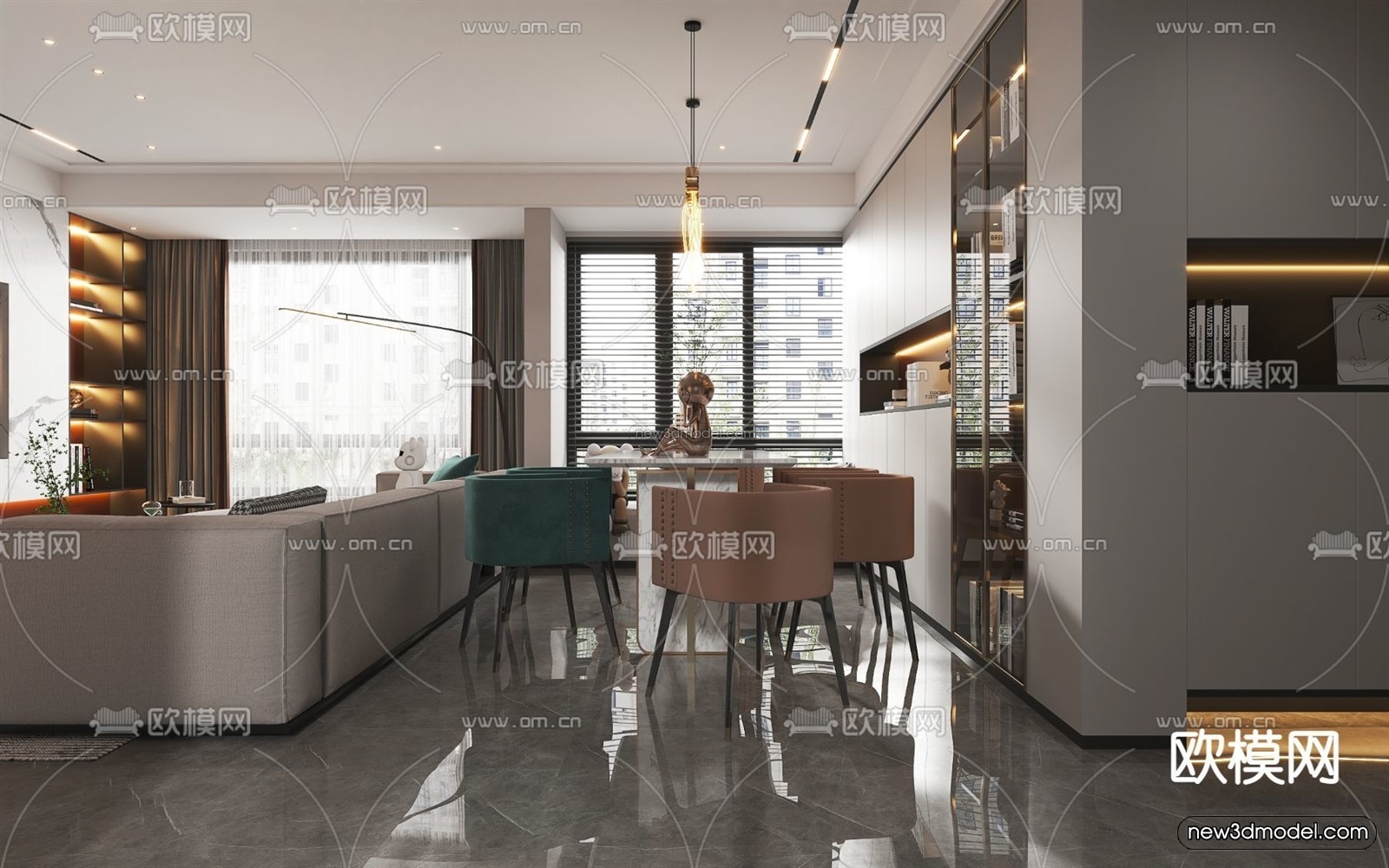 Modern Style Interior 3D Blocks – Living Room 3D Model – 029 – VRAY - thumbnail 2