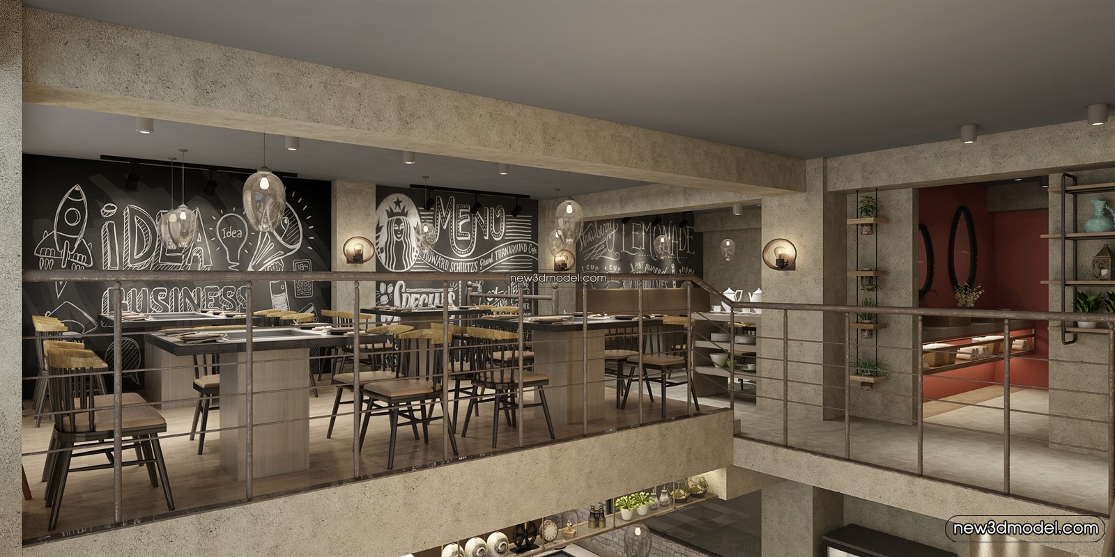 Buffet Restaurant of Hotels 3D Scenes – 3D Blocks – 020 – VRAY - thumbnail 2