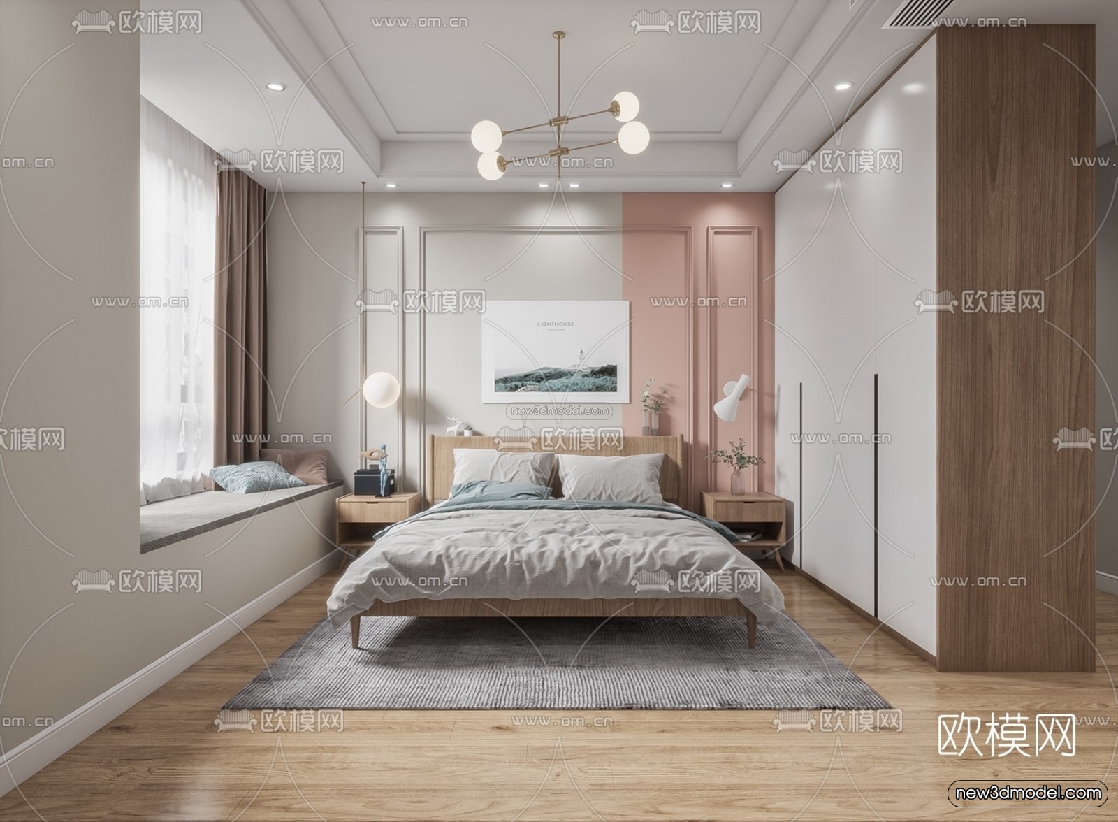 Morandi Style Interior 3D Blocks – Living Room 3D Scene – 117 – VRAY - thumbnail 2
