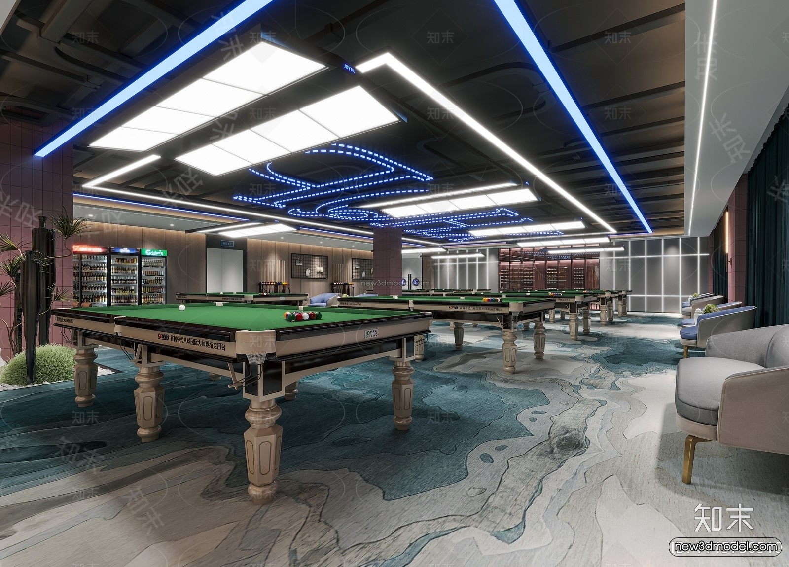 Modern Style Interior 3D Blocks and 3D Models – Billard 3D Scene – 774 – CORONA - thumbnail 2