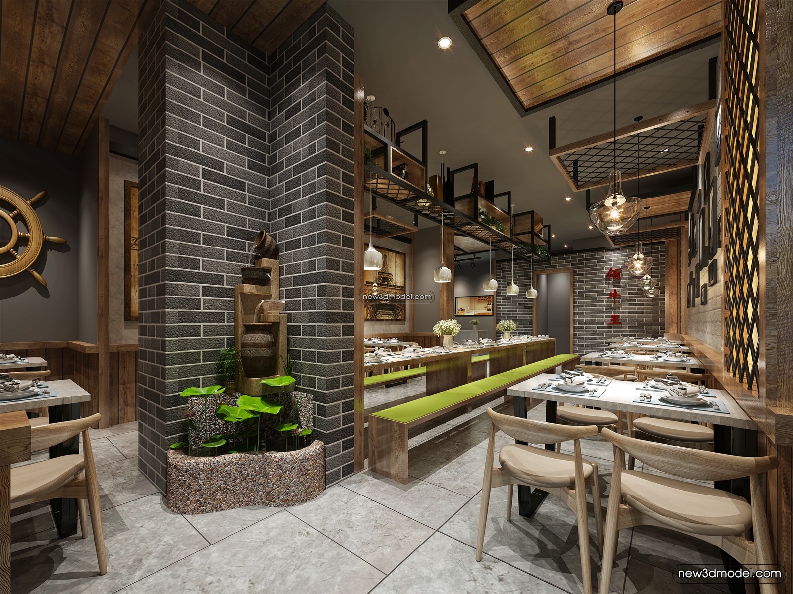 Buffet Restaurant of Hotels 3D Scenes – 3D Blocks – 027 – VRAY - thumbnail 2