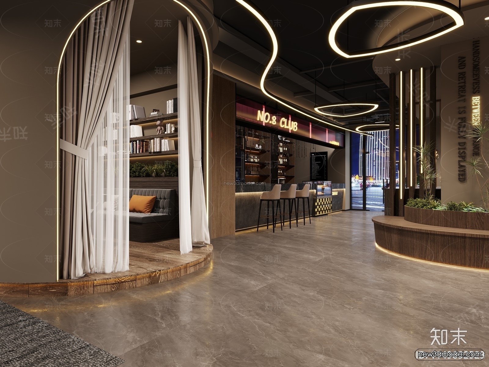 Modern Style Interior 3D Blocks and 3D Models – Billard 3D Scene – 781 – CORONA - thumbnail 4