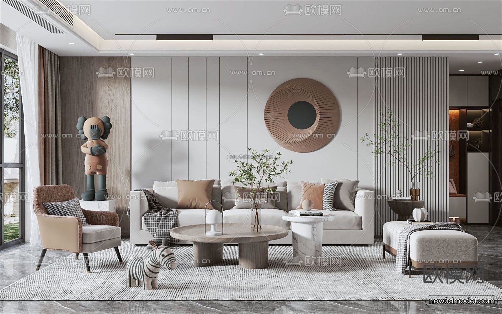 Modern Style Interior 3D Blocks – Living Room 3D Model – 039 – VRAY - thumbnail 2