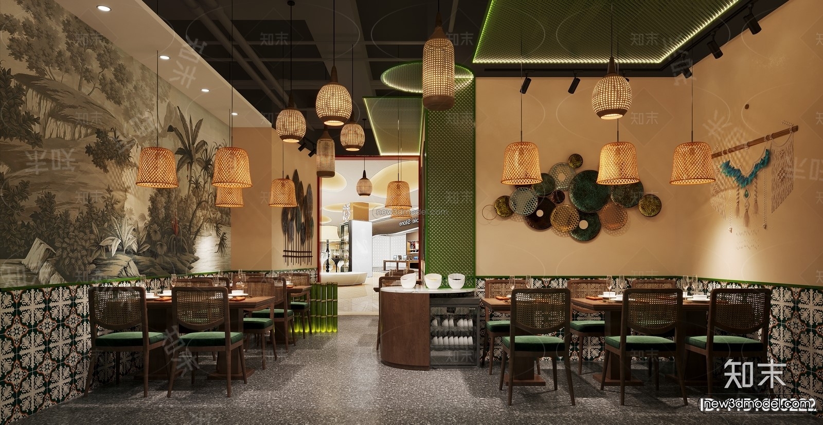 Southeast Asia Restaurant 3D Scenes – 3D Blocks – 039 – CORONA - thumbnail 2