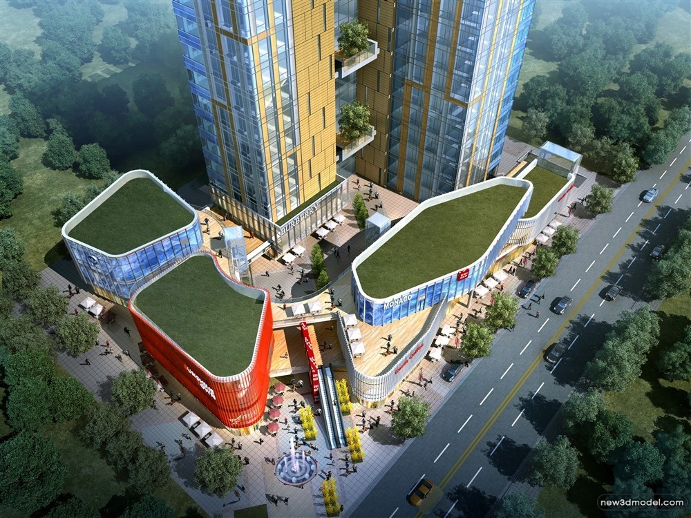 3D Models of Commercial Building – Exterior 3D Scenes – 887 – VRAY - thumbnail 2