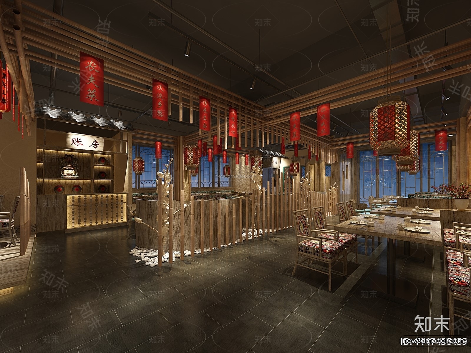 Southeast Asia Restaurant 3D Scenes – 3D Blocks – 094 – VRAY - thumbnail 2