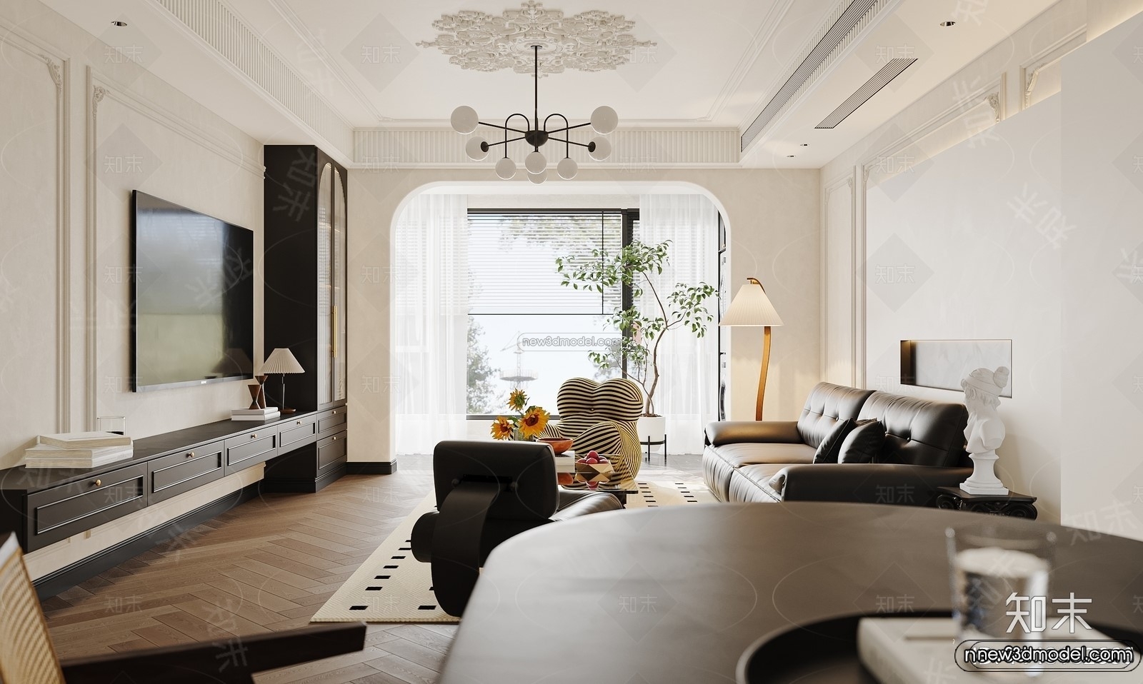 Modern Style Interior 3D Blocks and 3D Models – Living Room 3D Scene – 162 – CORONA - thumbnail 4