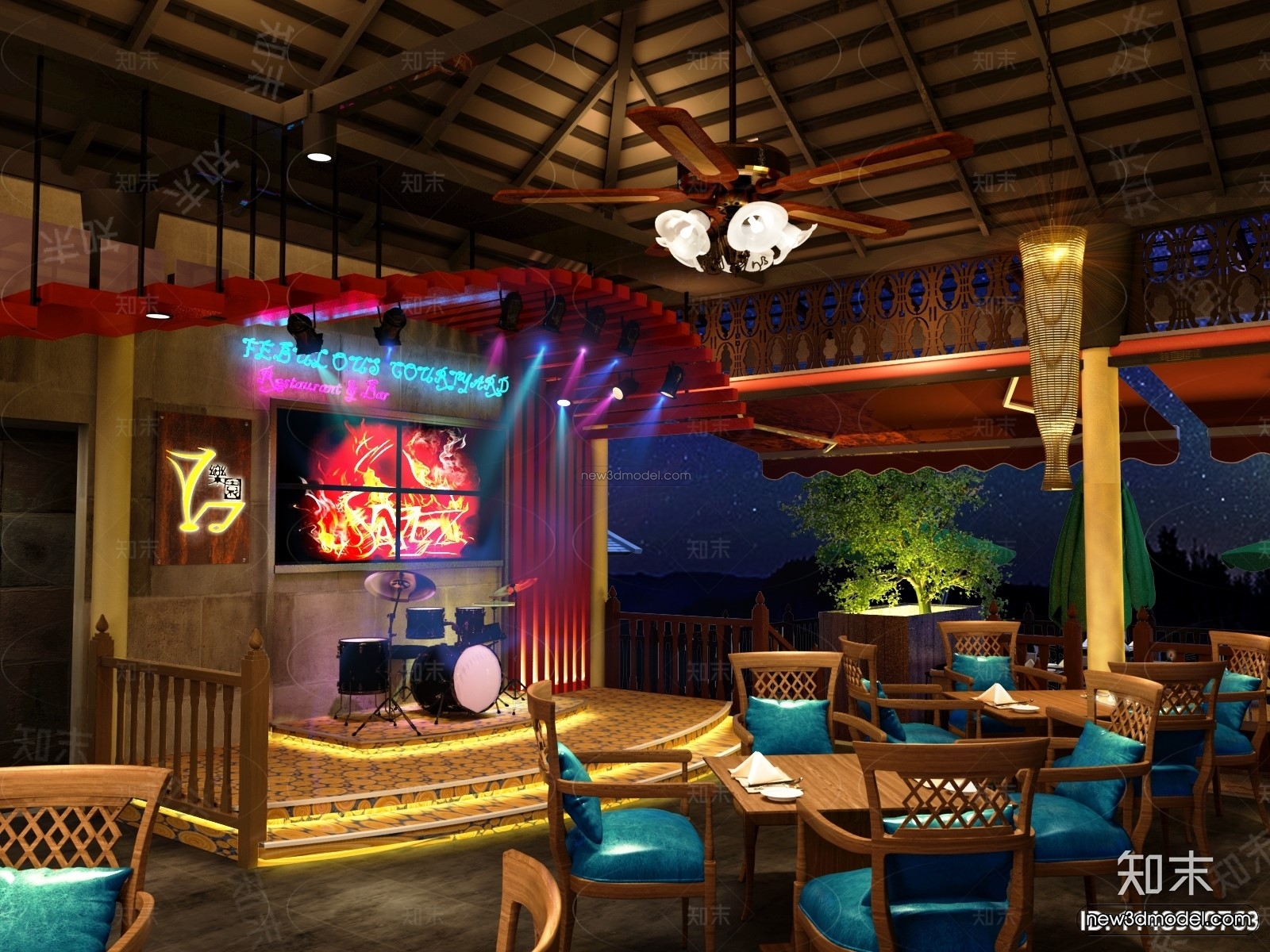 Southeast Asia Restaurant 3D Scenes – 3D Blocks – 022 – VRAY - thumbnail 3