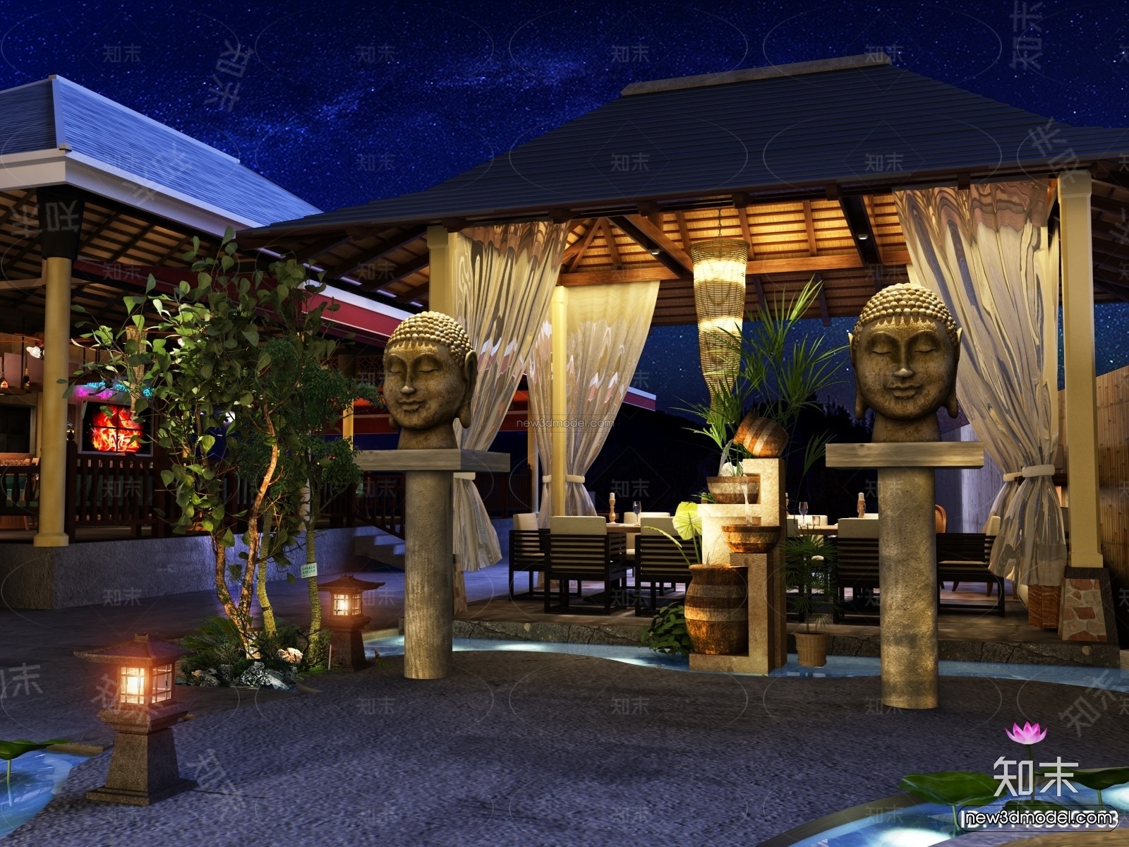 Southeast Asia Restaurant 3D Scenes – 3D Blocks – 022 – VRAY - thumbnail 2