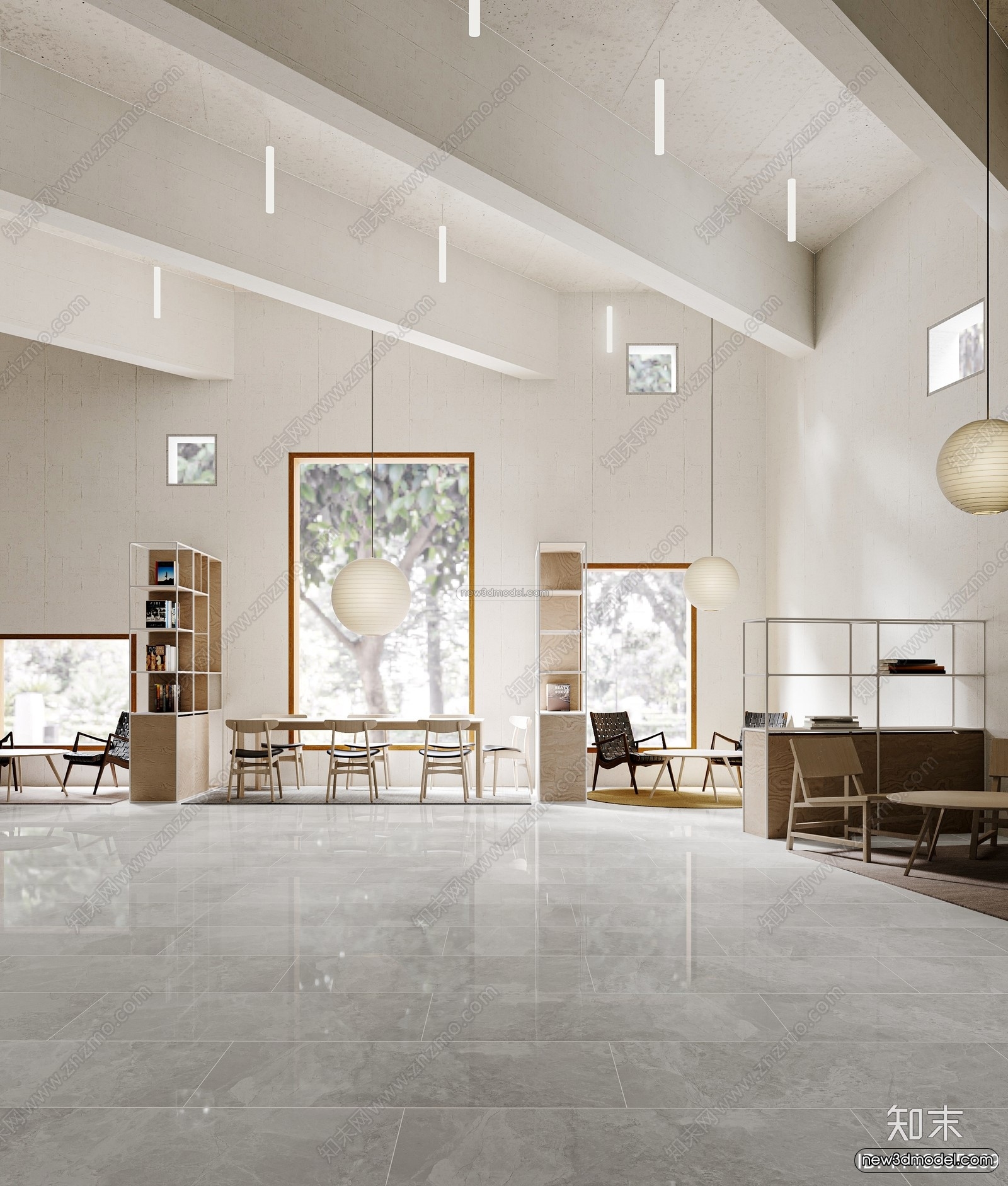 Modern Style Interior 3D Blocks and 3D Models – Coffee Shop 3D Scene – 820 – CORONA - thumbnail 2