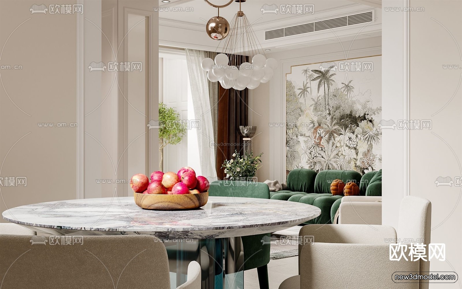 Europe Style Interior 3D Blocks – Living Room 3D Model – 057 – VRAY - thumbnail 4