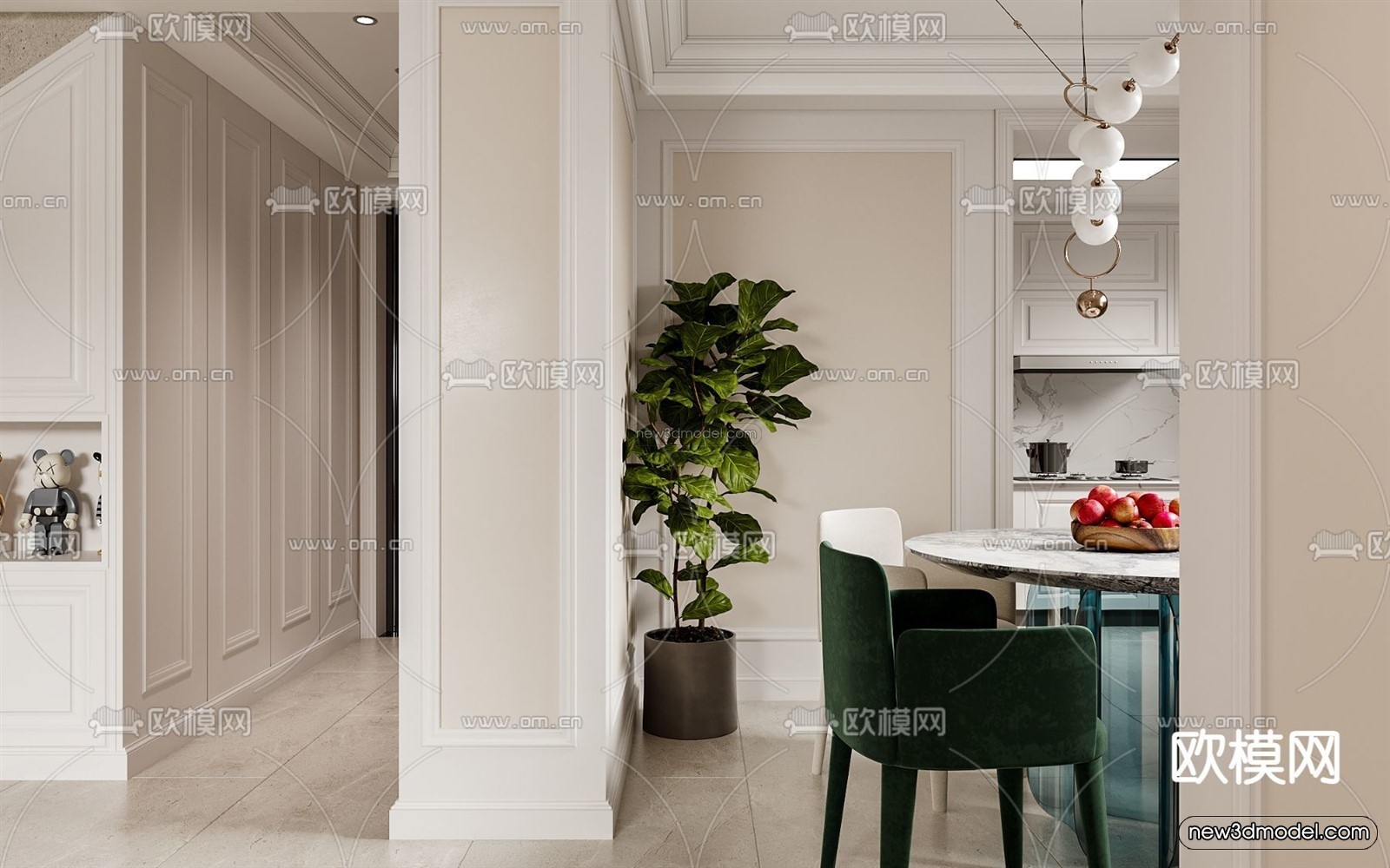 Europe Style Interior 3D Blocks – Living Room 3D Model – 057 – VRAY - thumbnail 2