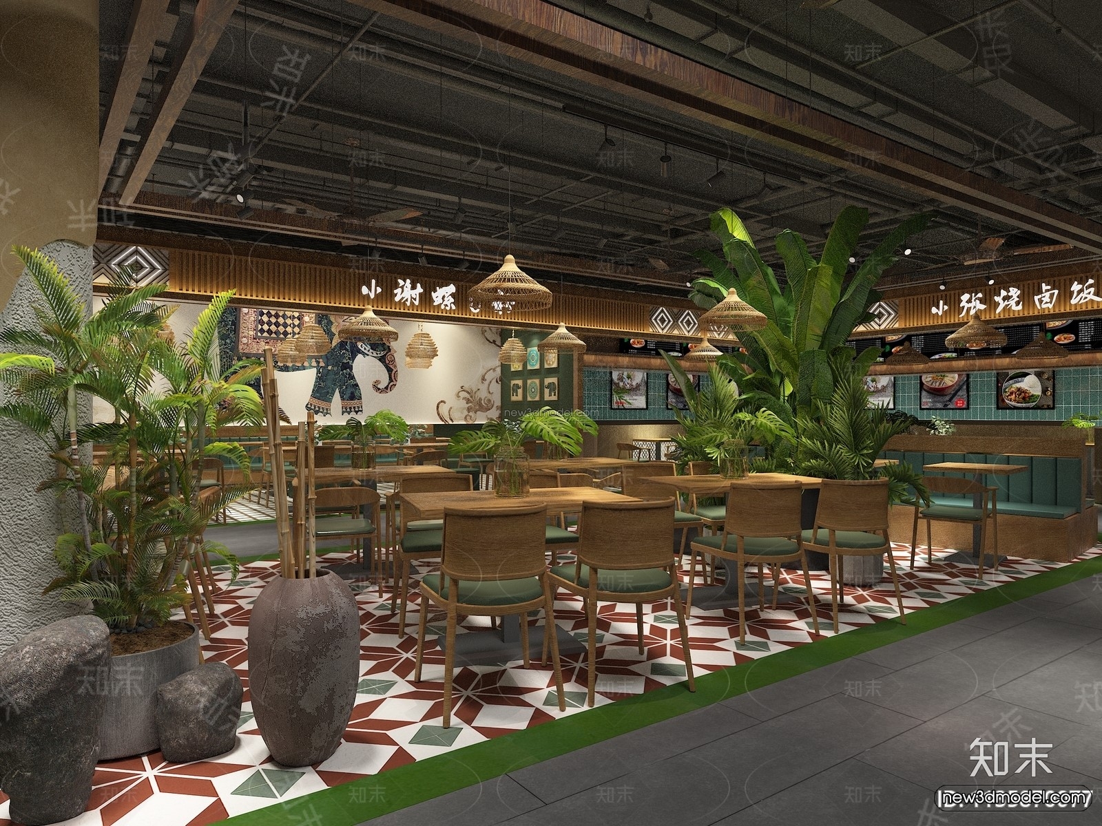 Southeast Asia Restaurant 3D Scenes – 3D Blocks – 033 – VRAY - thumbnail 3