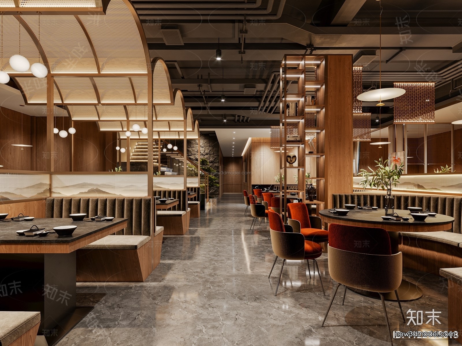 Modern Style Interior 3D Blocks and 3D Models – Coffee Shop 3D Scene – 874 – CORONA - thumbnail 3