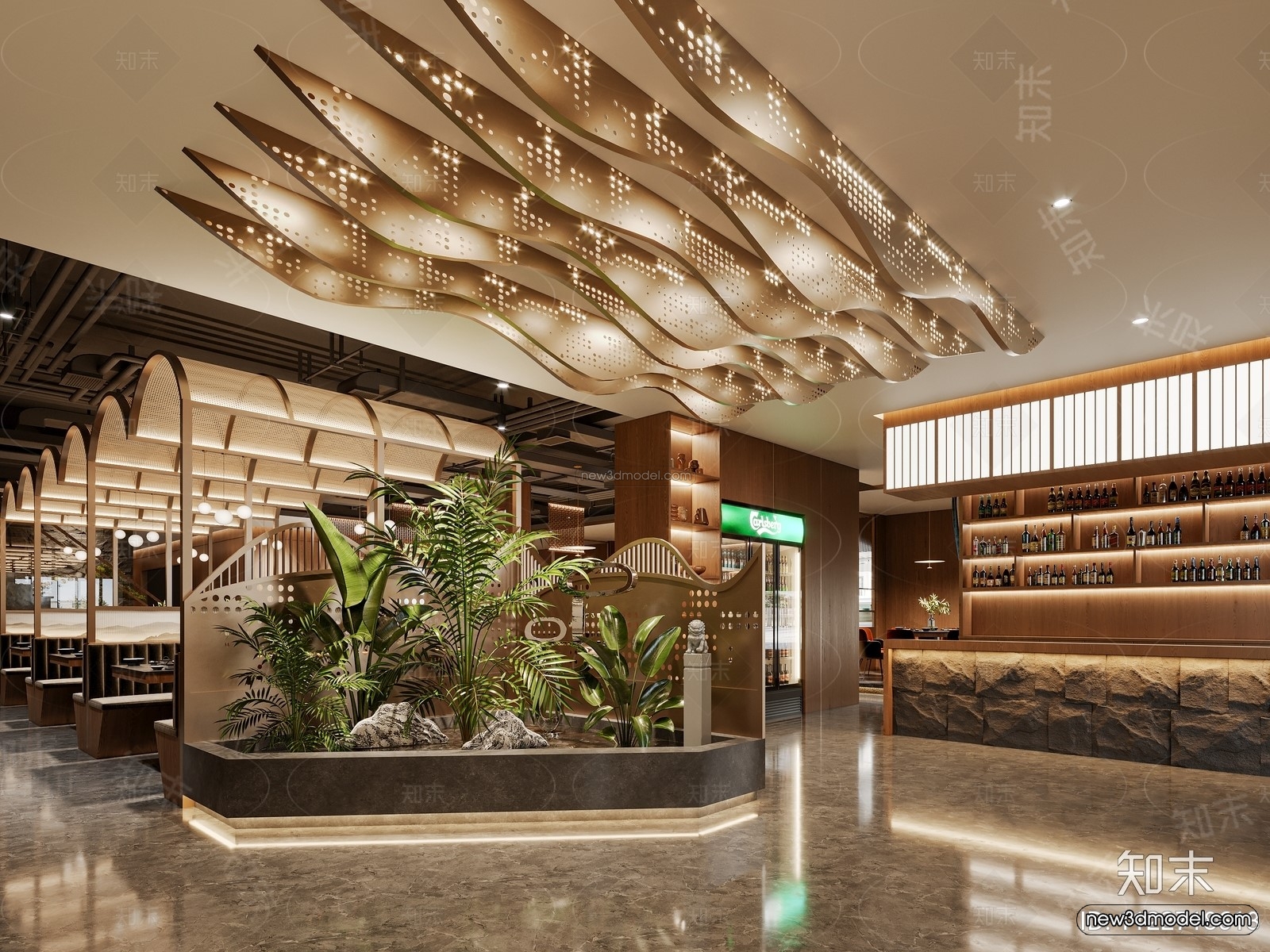 Modern Style Interior 3D Blocks and 3D Models – Coffee Shop 3D Scene – 874 – CORONA - thumbnail 2