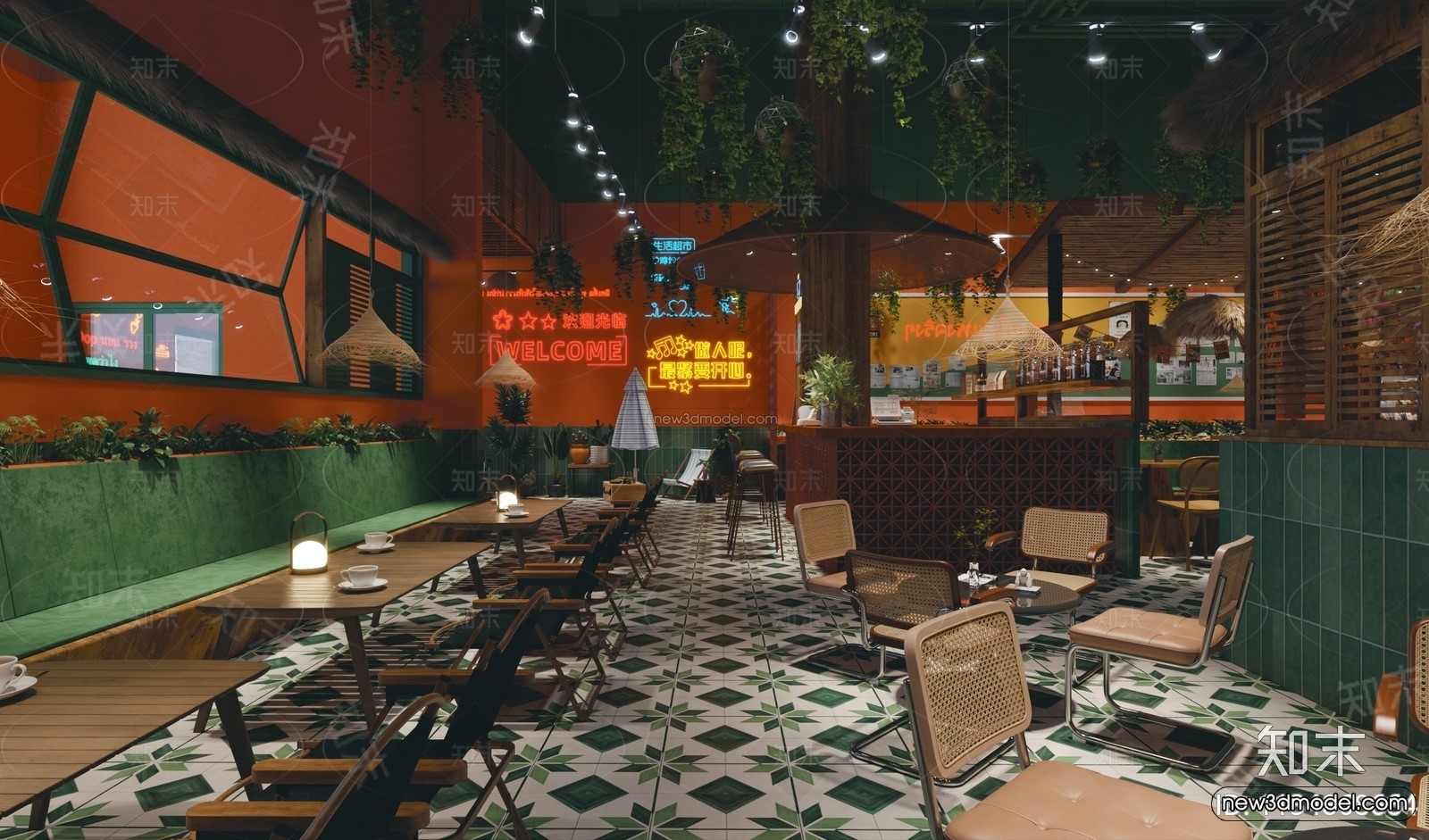 Southeast Asia Restaurant 3D Scenes – 3D Blocks – 034 – VRAY - thumbnail 2