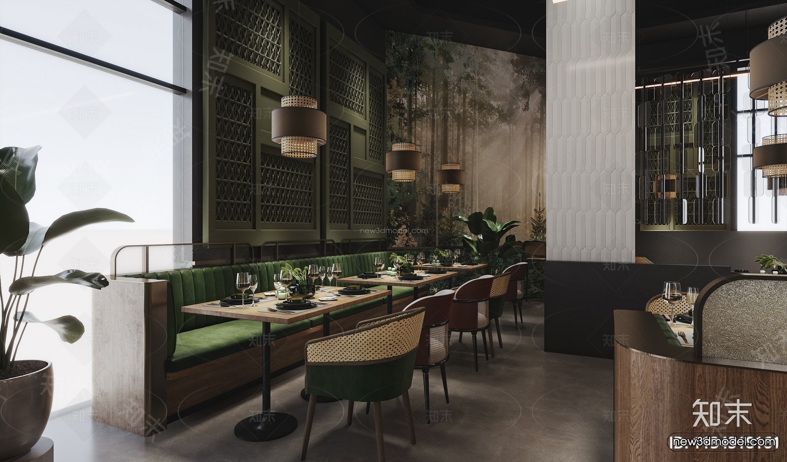 Southeast Asia Restaurant 3D Scenes – 3D Blocks – 036 – VRAY - thumbnail 4