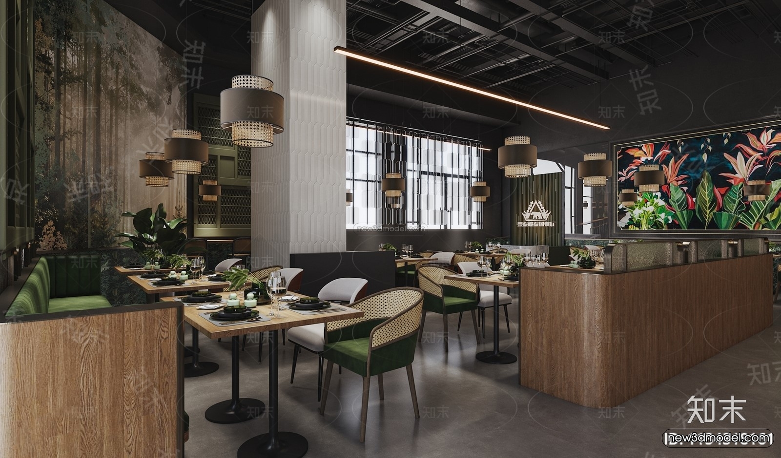 Southeast Asia Restaurant 3D Scenes – 3D Blocks – 036 – VRAY - thumbnail 3