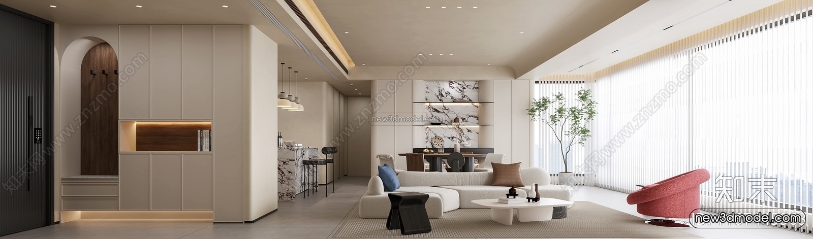Modern Style Interior 3D Blocks and 3D Models – Living Room 3D Scene – 386 – CORONA - thumbnail 2