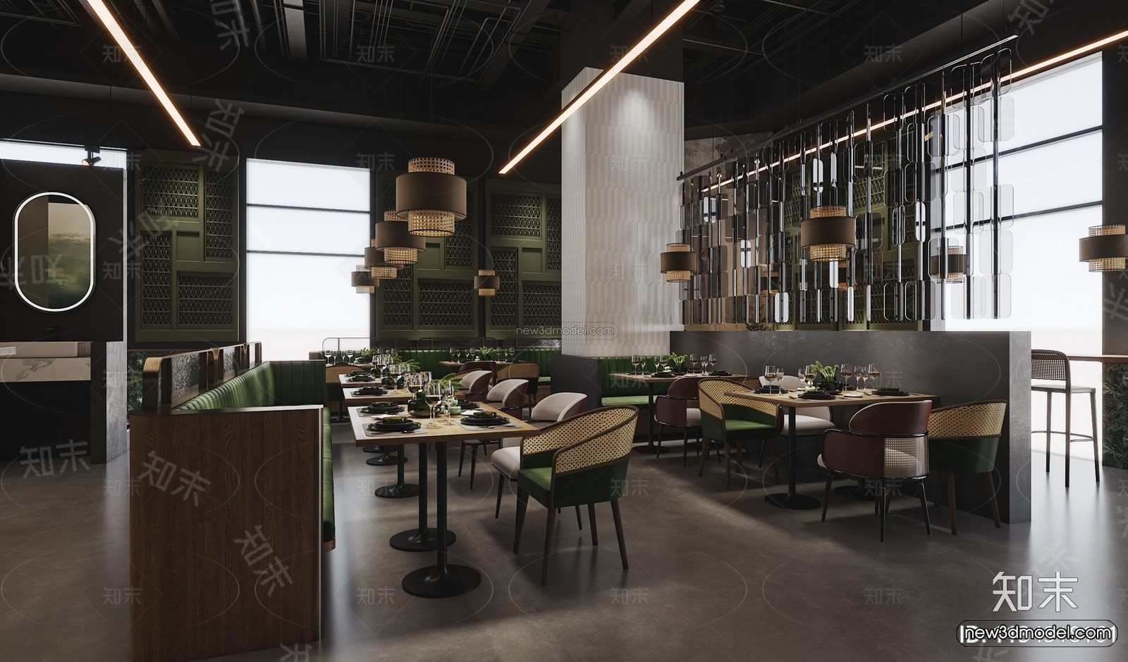 Southeast Asia Restaurant 3D Scenes – 3D Blocks – 036 – VRAY - thumbnail 2