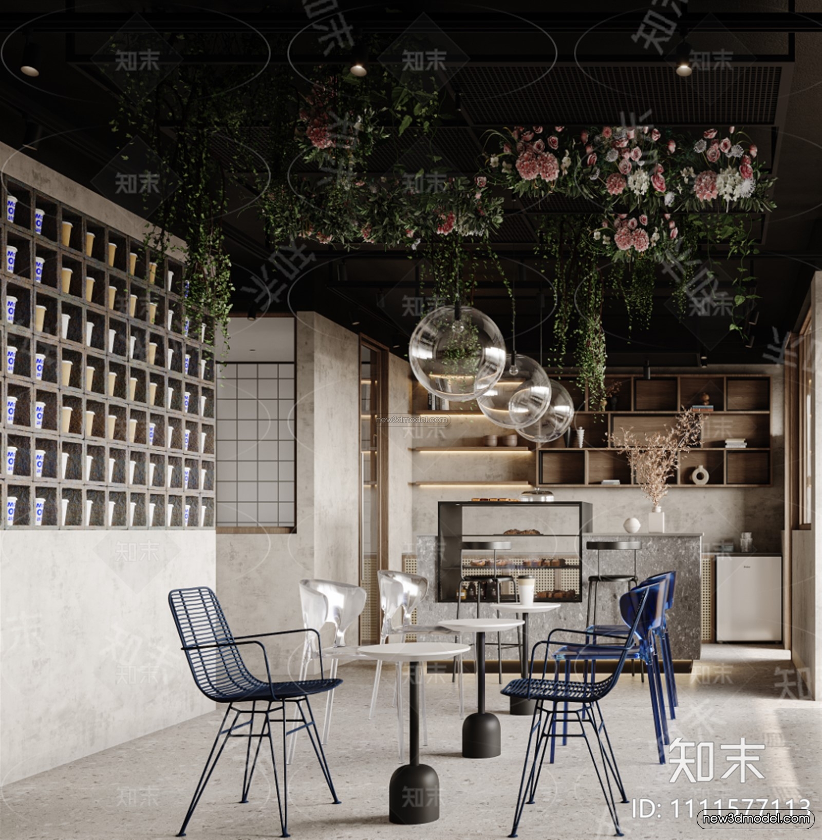 Modern Style Interior 3D Blocks and 3D Models – Coffee Shop 3D Scene – 818 – CORONA - thumbnail 2